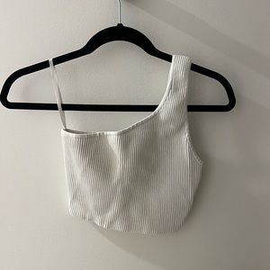 Babaton sculpt knit one shoulder crop top